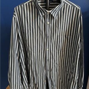 J. Crew Navy and White Striped Button Down Shirt